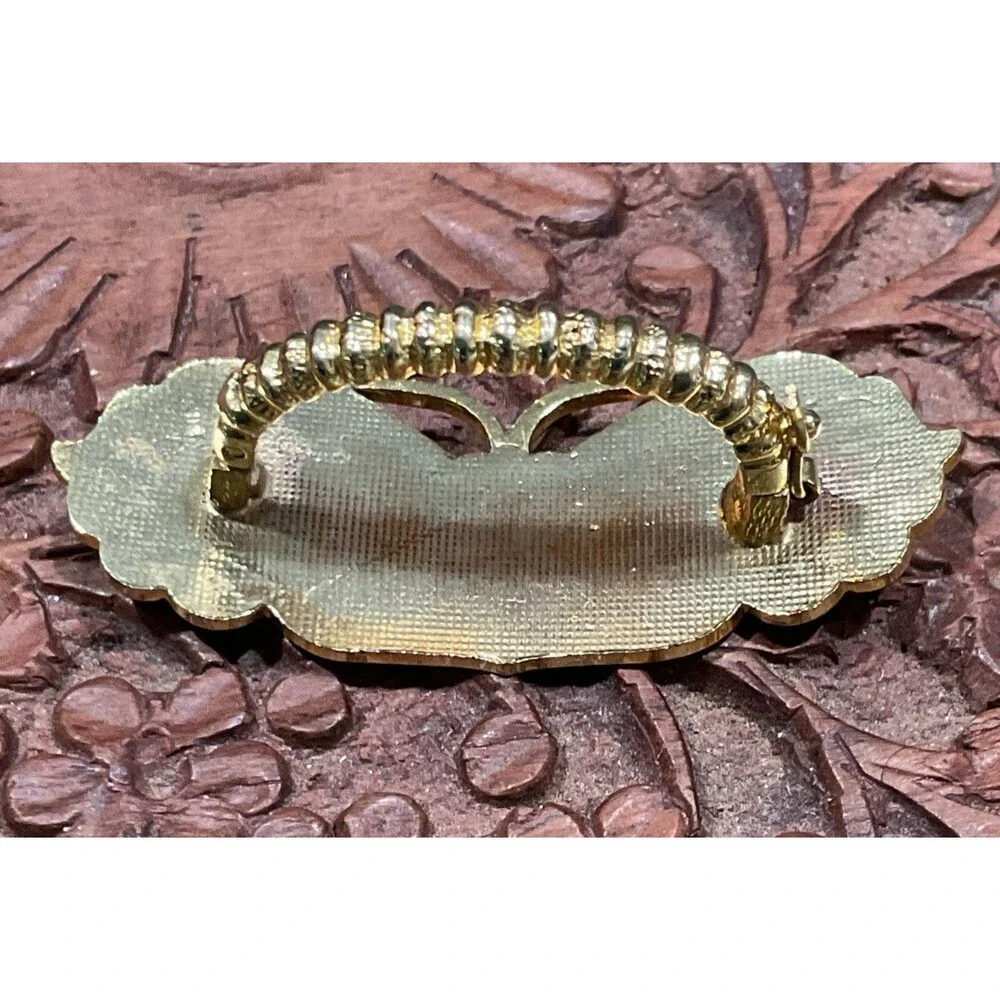 Vintage Cloisonné Butterfly Hair Barrette Gold Tone Colorful Enamel Safety Clasp
